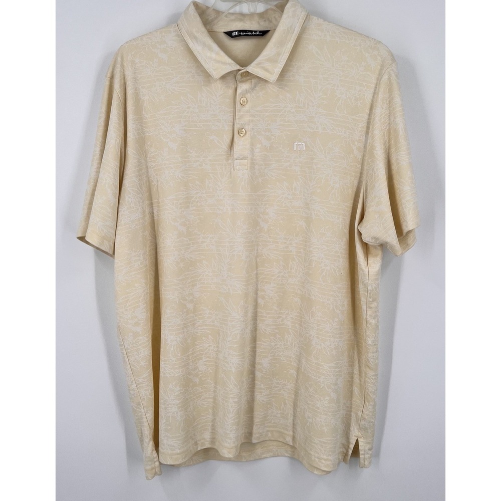Travis Mathew Mens Golf Polo Shirt XXL Floral Print AOP Yellow Costa Rica Golf